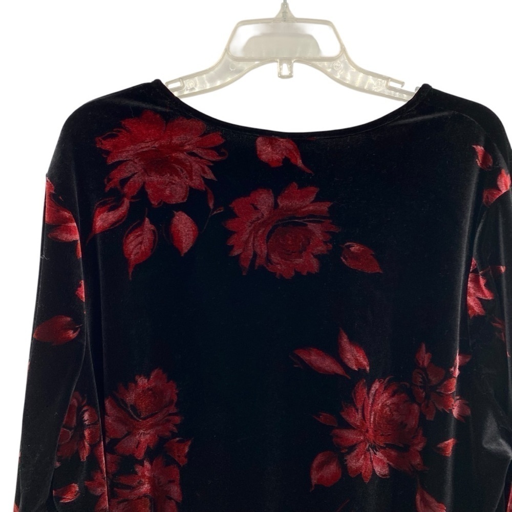 Lane Bryant Black Velvet Red Floral Y2K Babydoll Top Whimsigoth - Picture 7 of 8